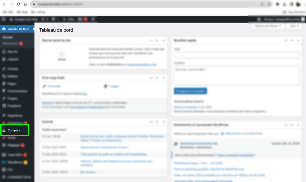 4-Baptiste-Miseray-Blog-SEO---Cliquez-sur-l'onglet-compte-sur-la-partie-droite-de-votre-back-office-Wordpress